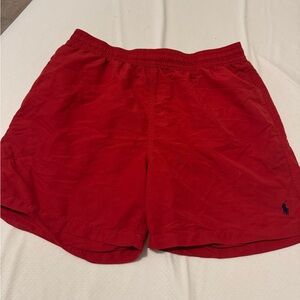 Men’s Polo by Ralph Lauren Red and Navy Swim Shorts (Lined), Size L